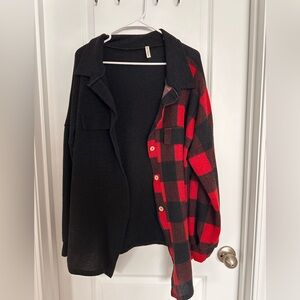 Stylish Black and Red Plaid Button Down Shirt